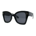 thumbnail image 2 of Womens Oversize Butterfly Thick Horn Rim Plastic Sunglasses All Black, 2 of 4