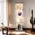 thumbnail image 2 of Lighted 4 - Layer Glass Curio Cabinet | Used for Storing Artworks & Photos | Tough Glass and Solid Wood Boards | Protects with Fixing Mechanism, 2 of 3