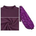 thumbnail image 5 of Women's Confetti Sequin Balloon Long Sleeve Mock Neck Pullover Sweatshirt, Purple, XX-Large, 5 of 7