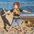 thumbnail image 3 of FORMRS Boys Rash Guard Short Sleeves Swim Shirt Quick Dry UPF 50+ Sun Protection, Sizes 3-12T, Orange Halloween Cat, 3 of 6