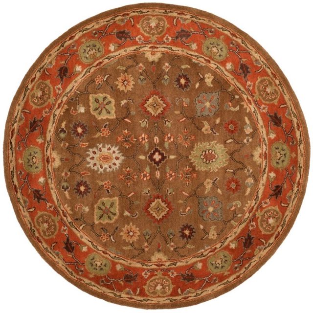 Safavieh Heritage Collection HG952A Handmade Traditional Oriental Moss and Rust Wool Round Area Rug (3'6" Diameter)