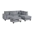 thumbnail image 2 of Fog Corduroy Upholstered 3pc Sectional Sofa Living Room Set Modern LAF Sofa RAF Chaise Ottoman Plush Couch w Pillows, 2 of 10