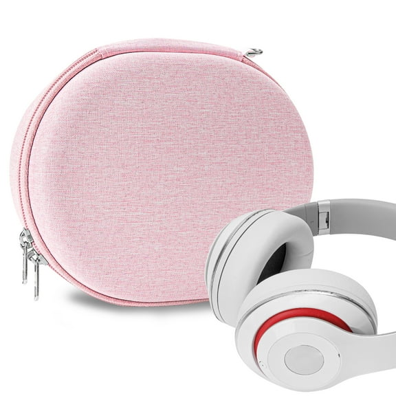 Geekria NOVA Headphones Case Compatible with Beats Studio Pro/3 Wireless/2, Replacement Hard Shell Travel Carrying Bag with Cable Storage (Pink)
