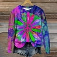 thumbnail image 2 of PuLe Hoodies Top for Women Long Sleeves Sweatshirts Casual Crewneck Flowers Printed Color Block Style Shirts, 2 of 3