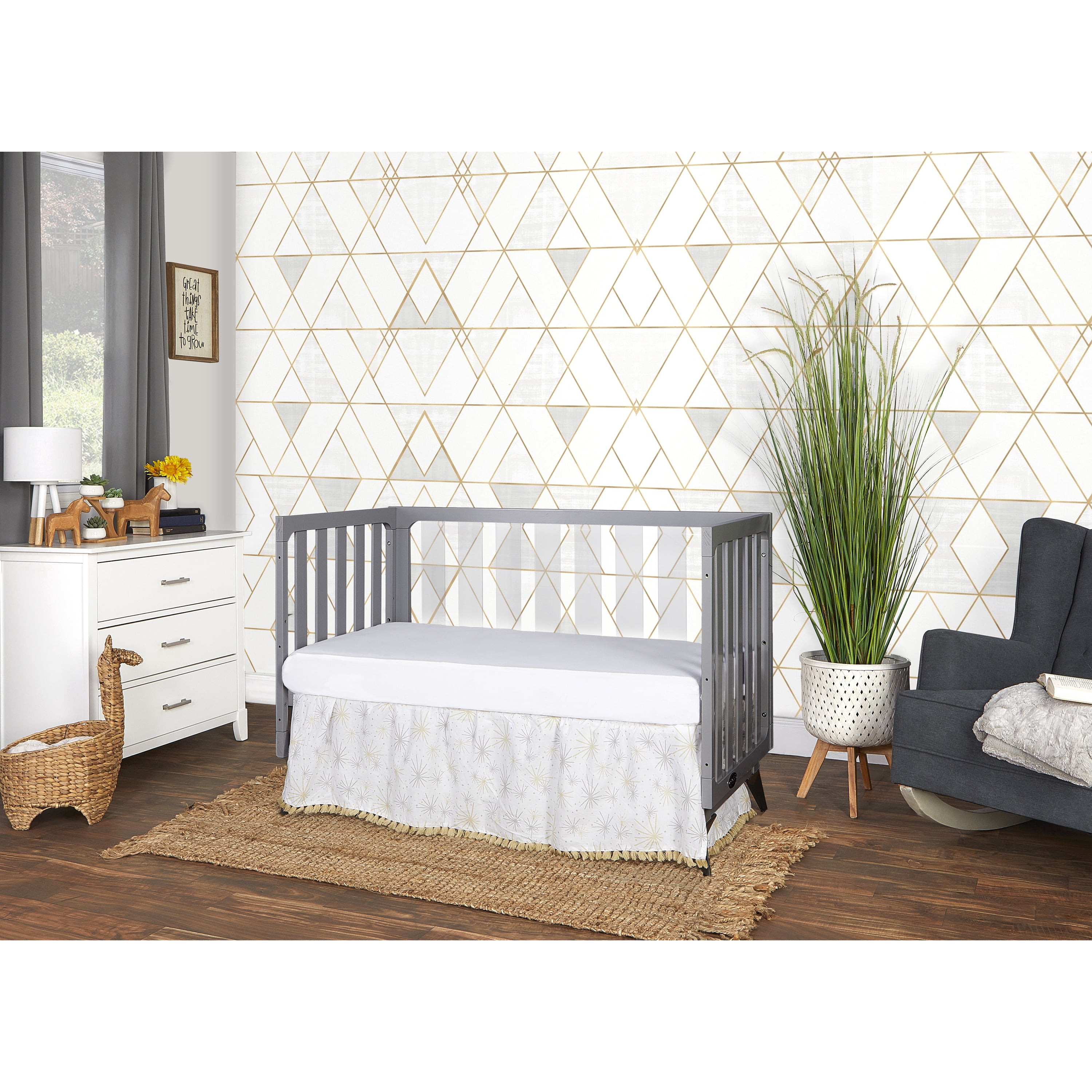 Evolur Acrylic Millennium 4-in-1 Convertible Crib in Pebble Grey