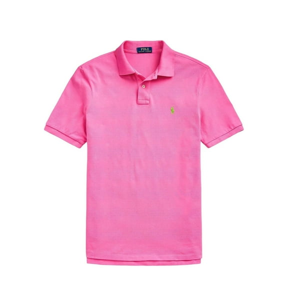 New Polo Ralph Lauren Men Custom Fit Mesh Polo Shirt Pony Logo Size L-Pink Color