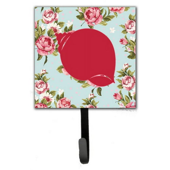 Caroline's Treasures BB1099-RS-BU-SH4 Shell Shabby Chic Blue Roses Leash or Key Holder, Blue, Single Hook, multicolor