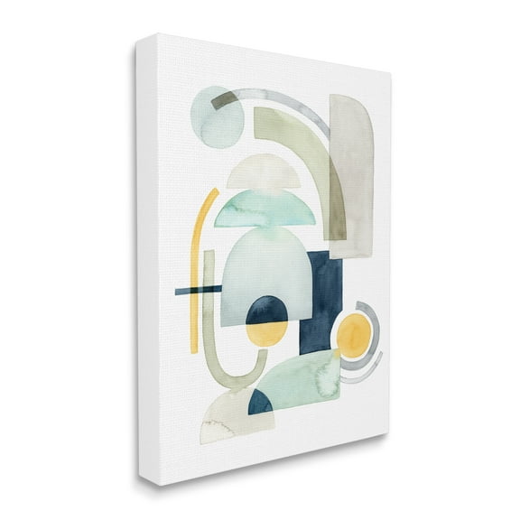 Stupell Industries Modern Industrial Shape Collage Abstract Green Blue Yellow, 24 x 30, Design by Grace Popp