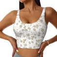 thumbnail image 2 of Haiem Vintage Stylized White Color Pattern Womens Sports Bra - U Neck Padded Low Impact Yoga Bra Workout Crop Top Gym Moisture-Wicking Workout Vest -Large, 2 of 9