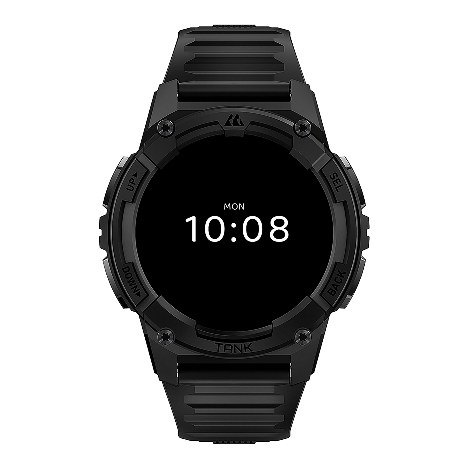 KOSPET TANK S2 1.32-In. AMOLED GPS Smartwatch with Silicone Band (Strawflower Black), P-S001-B