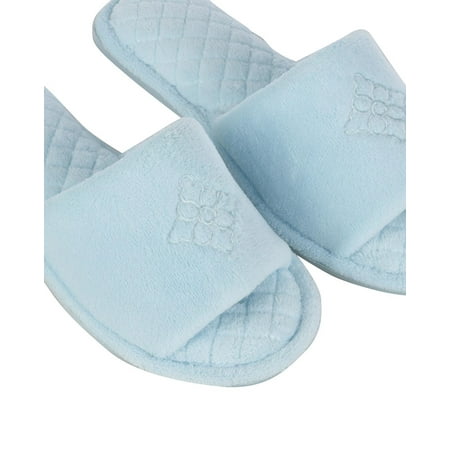 Dearfoams - Dearfoams Slippers for Women Light Blue Memory Foam Open ...