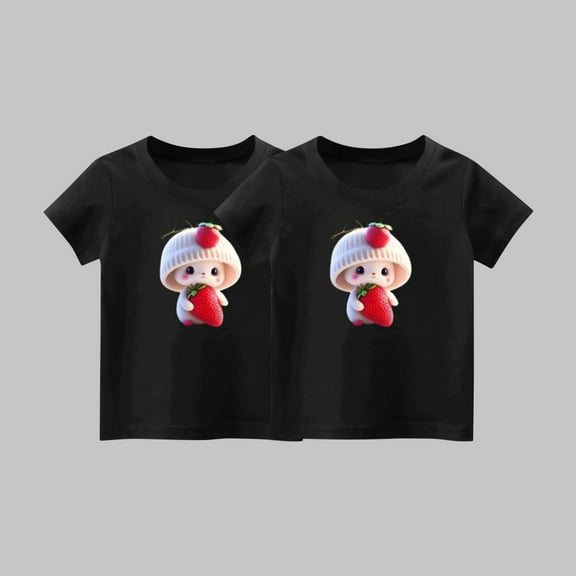 Frnrwgo Boys Girls Sports Tees Black 2-Pack Cute Graphic Tee Tops Kids Summer Outfit Clothes 1-14 Years