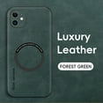 thumbnail image 2 of ELEHOLD For iPhone 11 Luxury Leather Magnetic Shockproof Case Slim Drop Protection Cover, Lens & Screen Protection, Compatible with Magsafe, Skin-Friendly, Green, 2 of 9