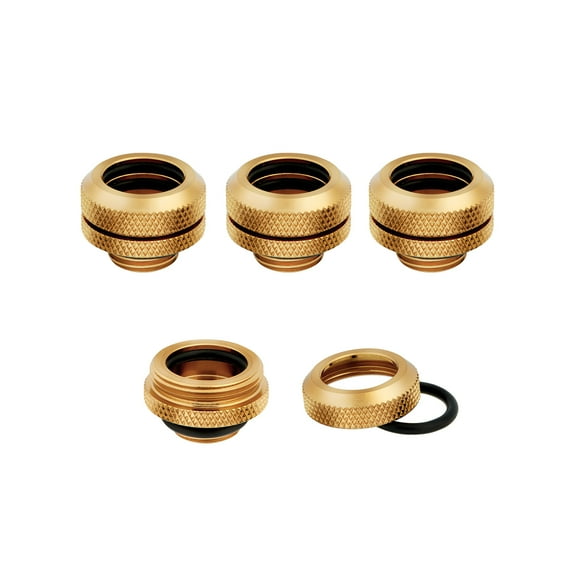 Corsair Hydro X Series XF Hardline Fitting, 14mm OD, Gold, 4-pack