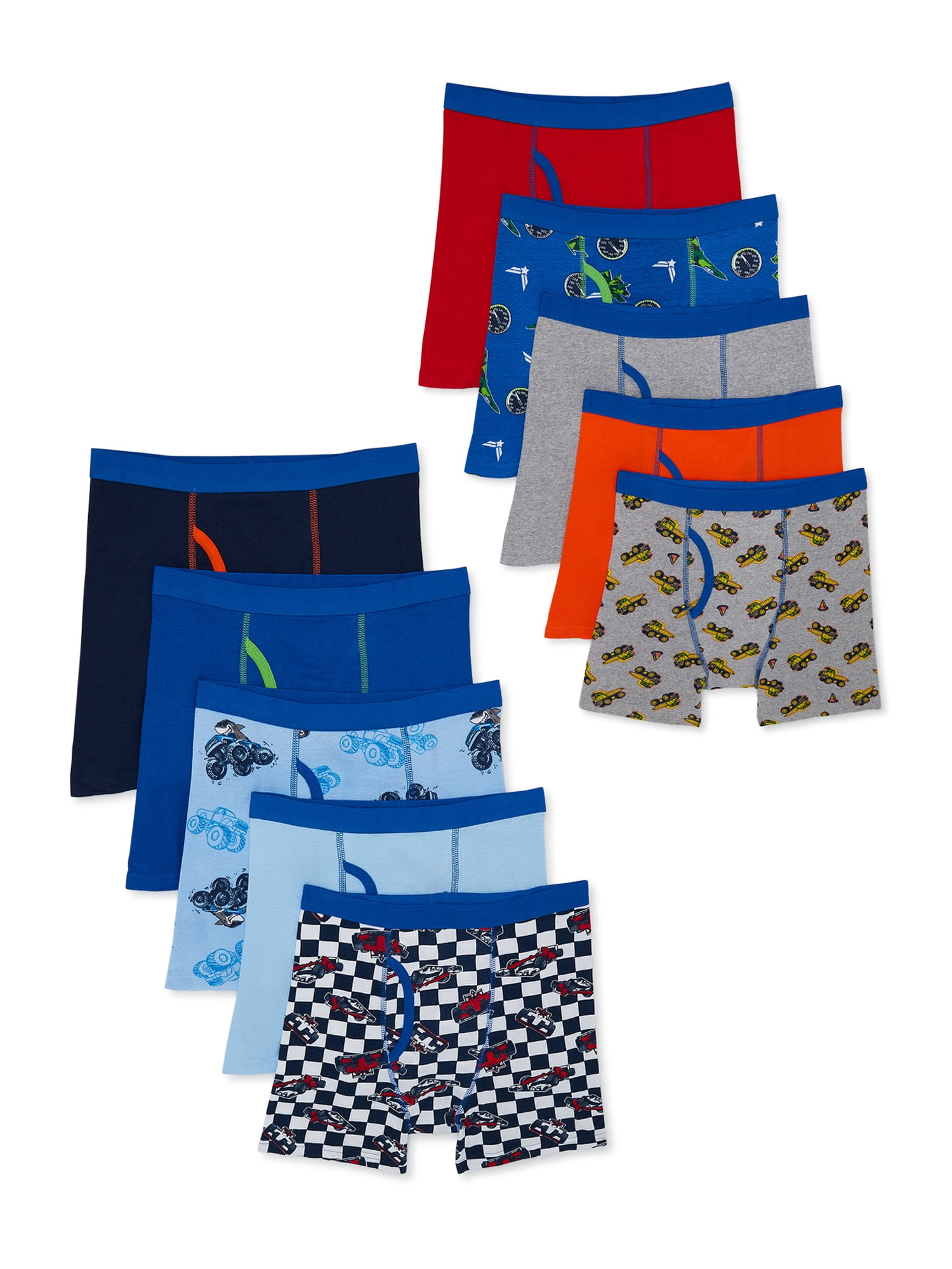 Wonder Nation Boys Underwear, Soft Cotton Boxer Briefs, 10-Pack, Sizes ...