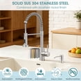 thumbnail image 4 of Wowkk Kitchen Sink Faucets with Pull Down Sprayer and Soap Dispenser, 304 Stainless Steel Single Handle Kitchen Faucet, 2 Water Modes with Deck Plate for Laundry Utility Camper, Brushed Nickel, 4 of 10