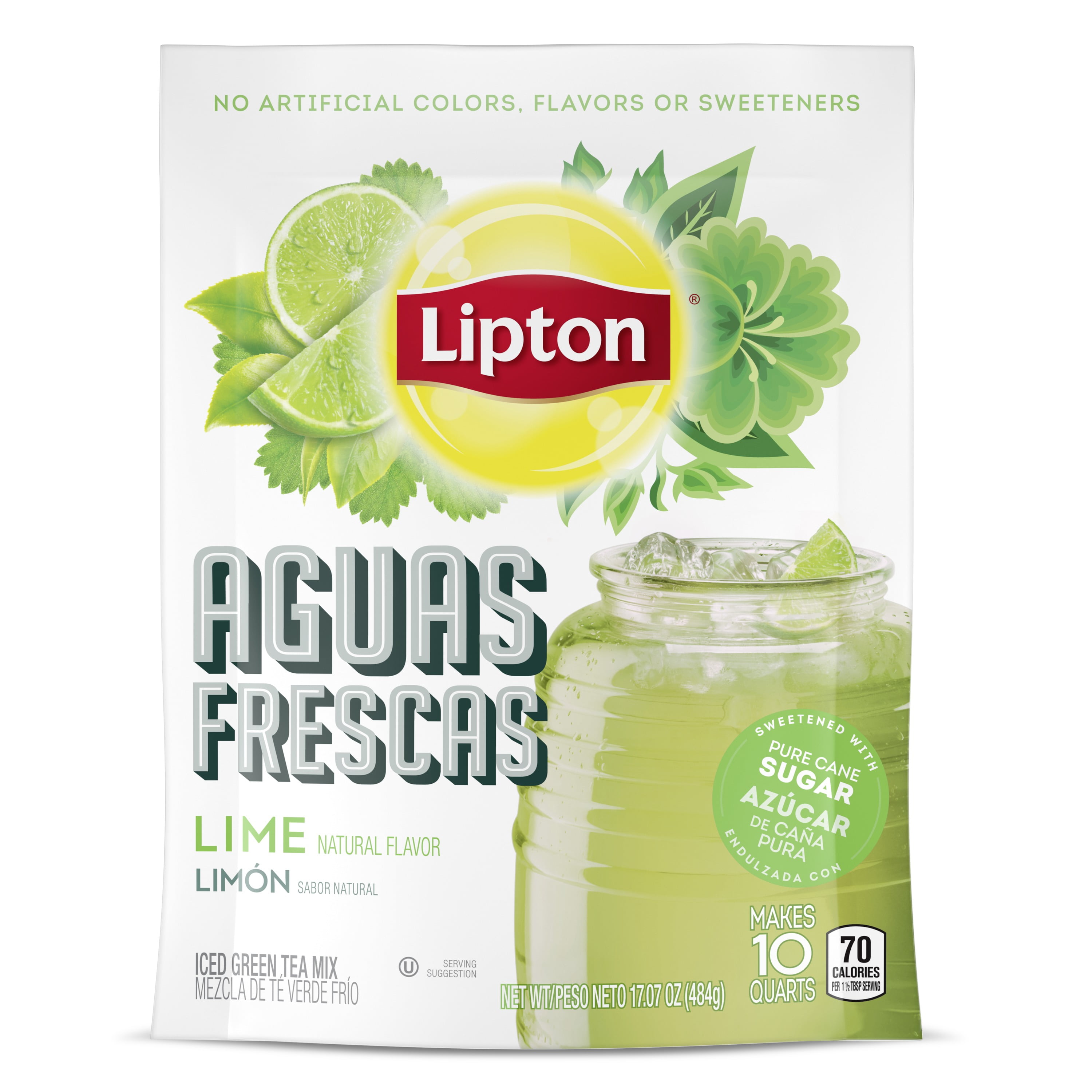 Lipton Iced Tea Mix Green Tea , Caffeinated No Artificial Flavors or Colors, 10 Quarts
