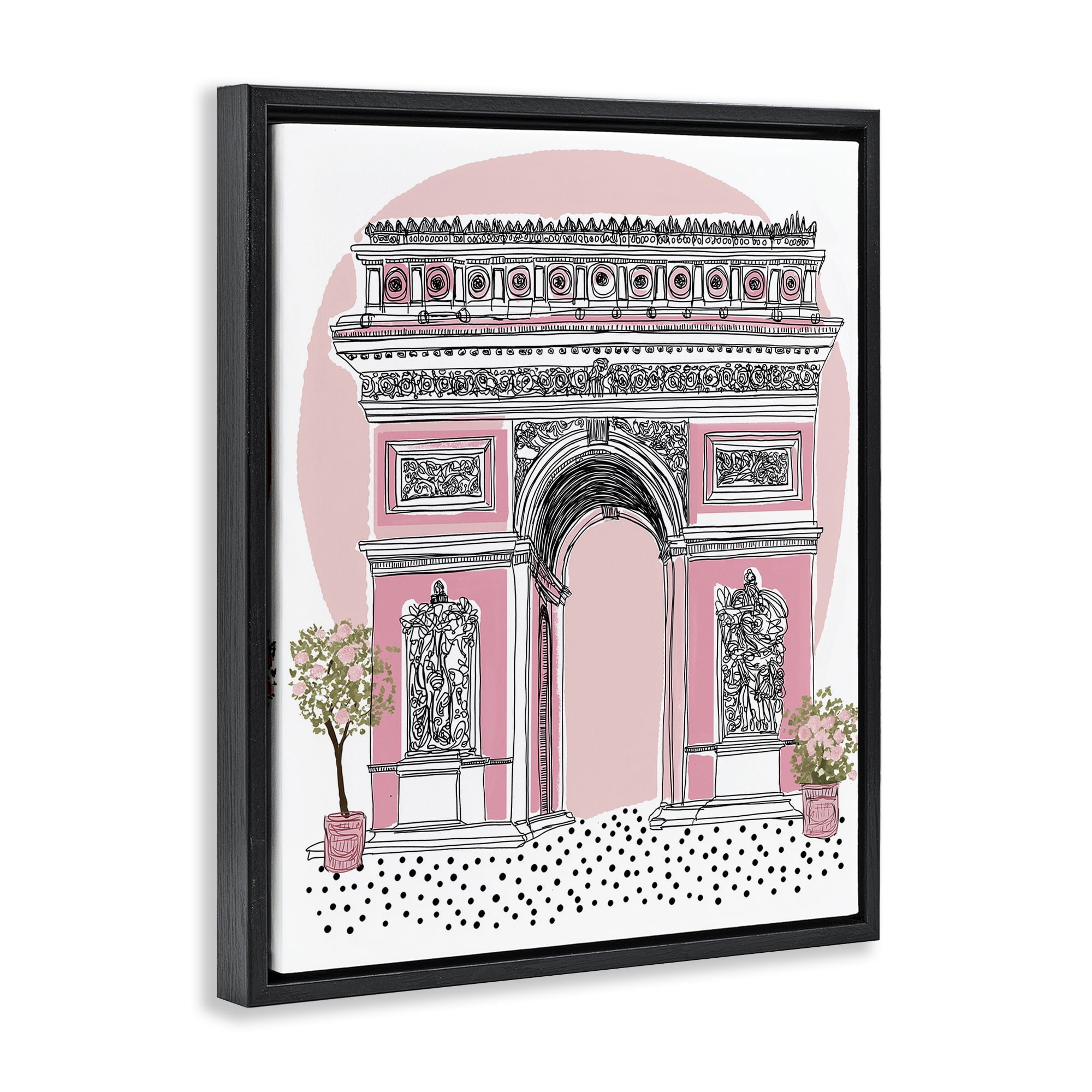 Stupell Industries Pink Neoclassical Archway Black Framed Floater Canvas Wall Art, design by Jess Stempel