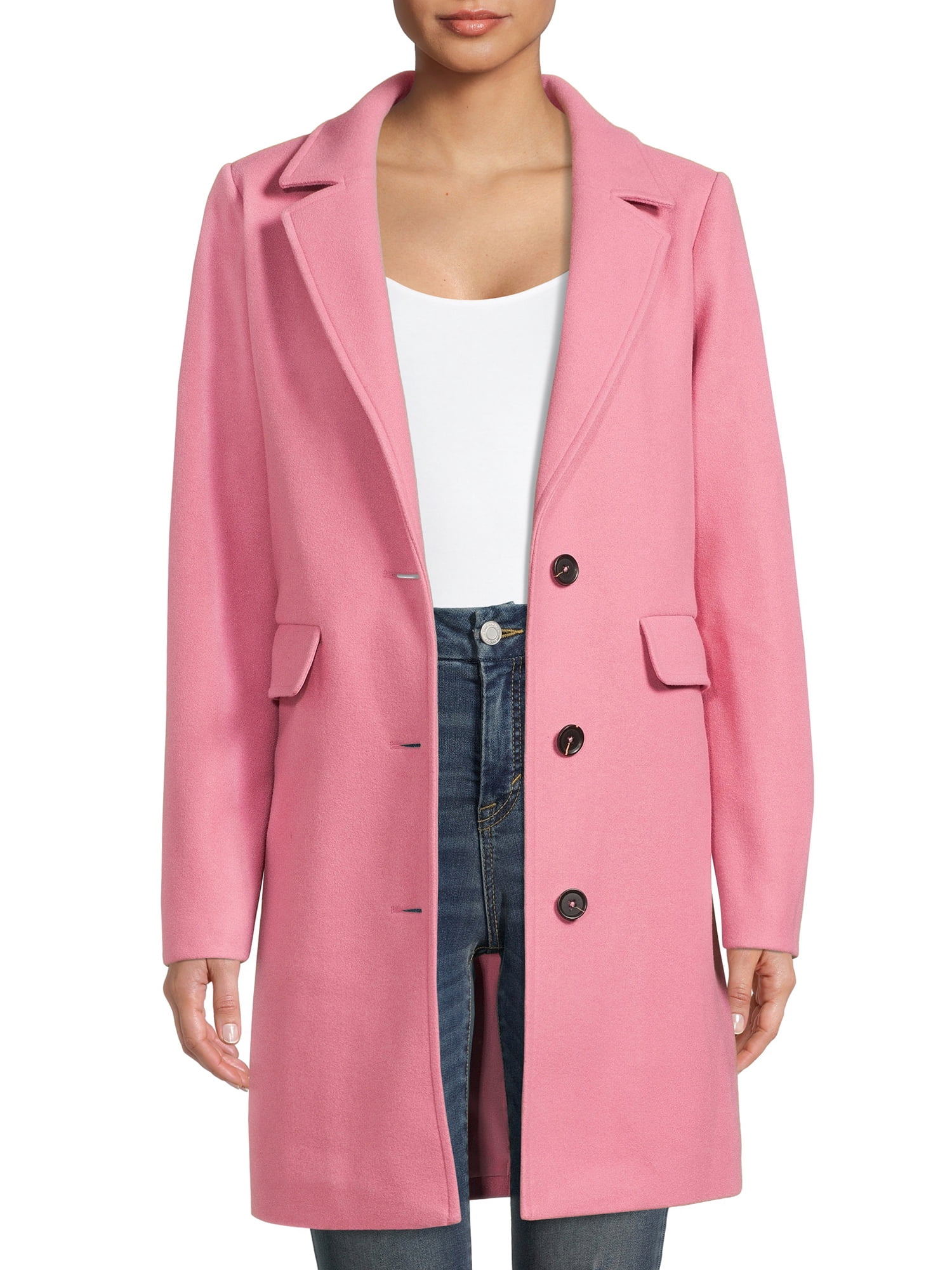 Tru Women's and Plus Faux Wool Dad Coat 