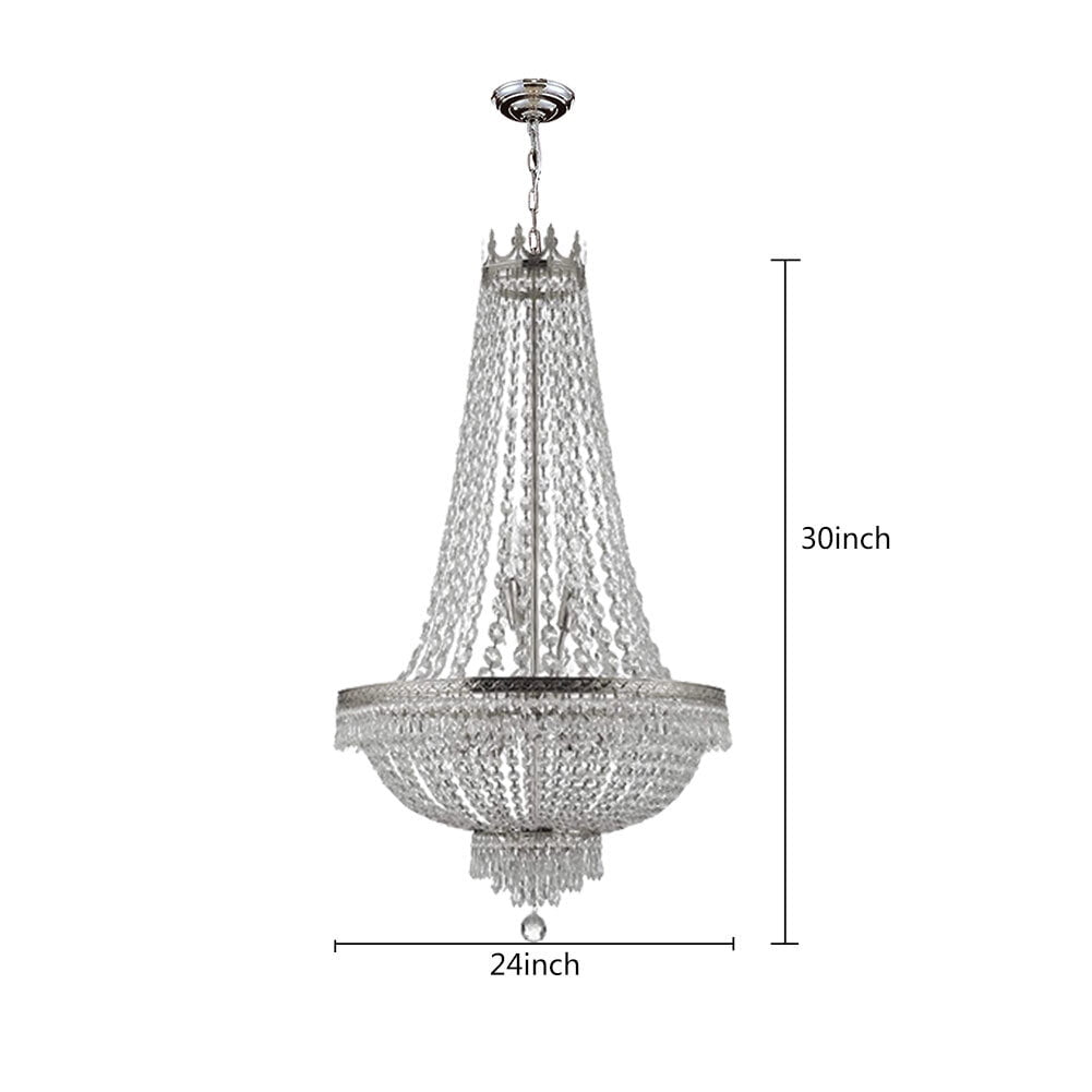 French Empire Crystal Chandelier Large Foyer Ceiling Lighting LED Lamp 9 Light (Bulbs Not Included)