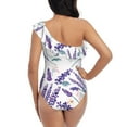 thumbnail image 5 of Honeii Lavender Flowers for women's one-piece swimsuit featuring a chic one-shoulder design experience elegance and style in the water-Small, 5 of 6