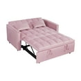 thumbnail image 5 of BSHTI 54” Pull-out Sleeper Sofa Bed,Solid Wood Frame,3 Adjustable Rreclining Angles,Two Matching Pillows,Easy Assembly,Velvet Fabric Loveseat,Pink, 5 of 7