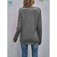 thumbnail image 6 of Deago Women's Long Sleeve V Neck T Shirt Twist Cross Knot Tunic Tops Casual Loose Fitted Blouse (Gray, 2XL), 6 of 6