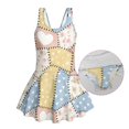 thumbnail image 3 of FOR U DESIGNS Girls One Piece Swimsuit with Skirt Comfortable Bathing Suit Swimwear Modest Beach Swim Dress for 3T-13Y, Spliced Flower, 3 of 7