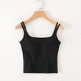 thumbnail image 2 of Lenpel Women's Tank Tops with Built in Bra Spaghetti Straps Square Neck Slim Crop Sleeveless Shirts Soft Casual Camisole Tops, 2 of 6