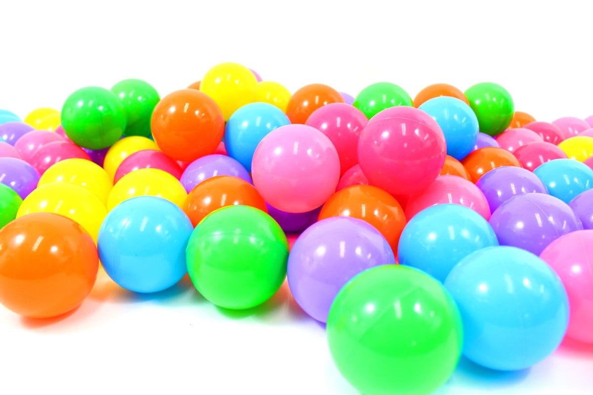 Board No More! Non-Toxic "Phthalate Free" Crush Proof Play Balls 7 Color: Pink, Green, Purple, Red, Blue, Yellow, Orange, 100pc/pk