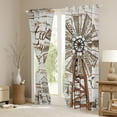 thumbnail image 3 of Rustic Windmill Farmhouse Curtains 42Wx63L,Hummingbird Farm Cow Blackout Curtains Rooster Cabin Country Lodge Curtains & Drapes Windmill Decor Vintage Barn Door Wooden Plank Window Curtains 2 Panels, 3 of 5