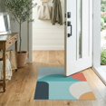 thumbnail image 2 of ODIKA 2'x3' Teal Coral Abstract Geometric Harmony Washable Accent Rug Modern Artistic Expression with Bold Shapes Pet Friendly, Bedside Mat for Bedroom, Nursery, RV, 2 of 7