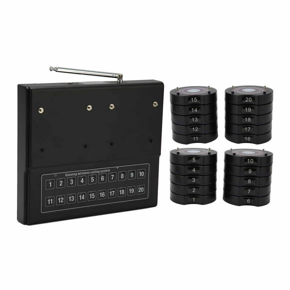 1 to 20 Calling System, Restaurant Pager System 2624ft Distance Mute Keyboard Check Call Log with 20 Pagers and Beepers for Restaurant Food Truck Factory Hospital