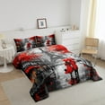 thumbnail image 3 of Eiffel Tower Comforter Set Queen Size Women Romantic Paris Street Bedding Sweet Couple Lover Red Flowers Floral Quilted Duvet French Style Down Comforter Chic Paris Cityscape Comforter, 3 of 7
