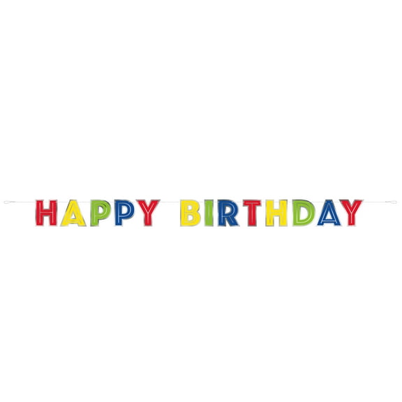 Unique Industries Assorted Colors Rainbow Birthday Party Banner, 86" x 6"