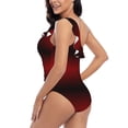 thumbnail image 5 of Yiaed Red Geometric Print Women One Piece Swimsuits Tummy Control One Shoulder Bathing Suits Pattern Ruffle Swimwear-Small, 5 of 8