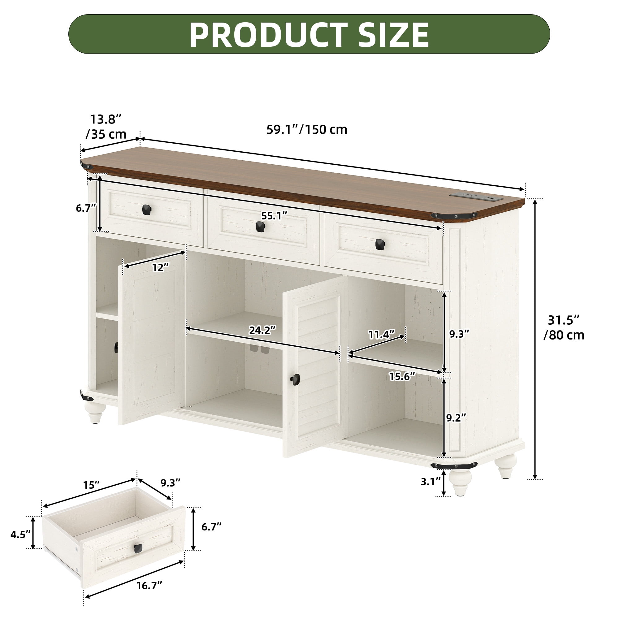 Uforic TV Stand for 65" with Drawers, Entertainment Center for Living Room,TV Media Console Cabinet