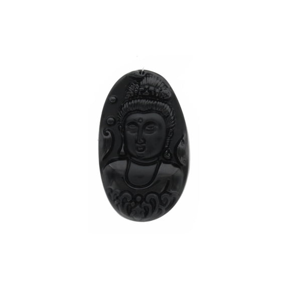 John Bead Glass Pendant Buddha 37x62mm Medita Blk