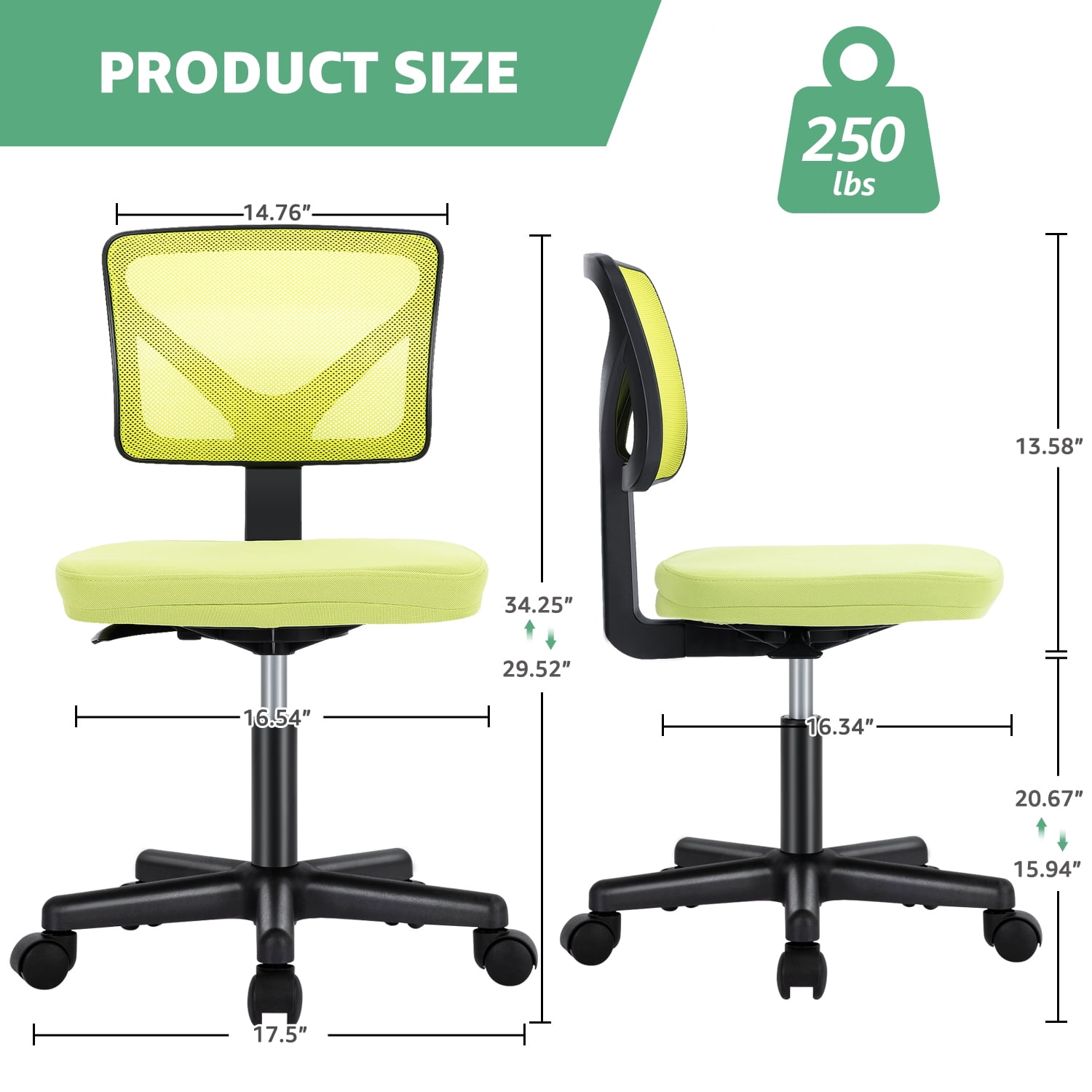 MAYEERTY Ergonomic Mid-Back Executive Office Chair Swivel Computer Desk Task Chair，Black