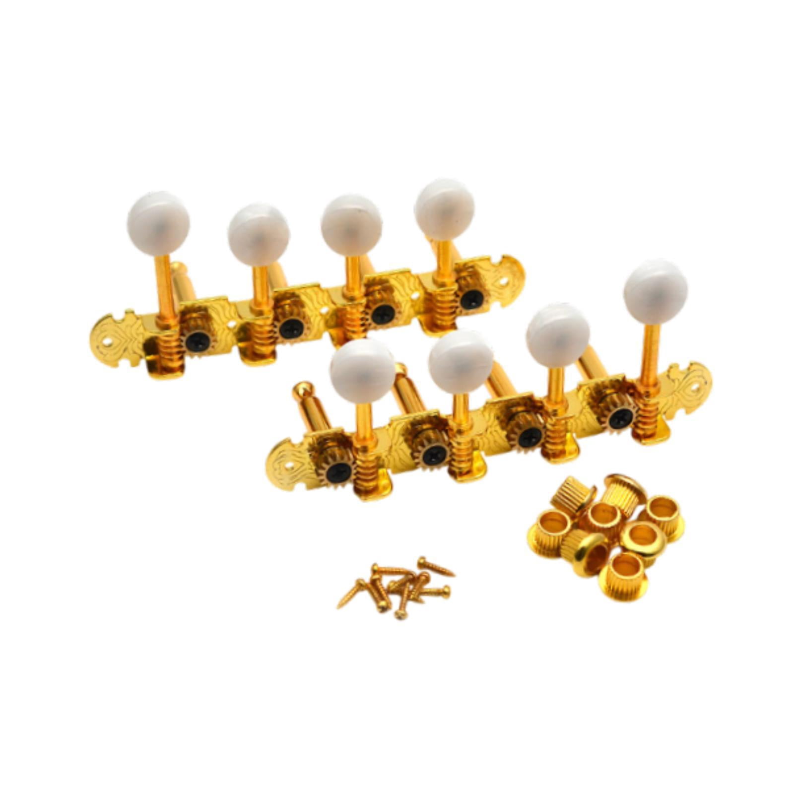 Dualoai 2 Pieces Mandolin Tuning Pegs Knobs Professional 4L 4R String Tuning Pegs Guitar Gold