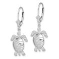 thumbnail image 2 of Finest Gold Sterling Silver 3D Moveable Turtle Leverback Earrings, Polished & White, 2 of 3