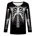 thumbnail image 4 of SDNall Halloween Tops for Women Skeleton Graphic 2024 Halloween Women Fashion Tees Casual Round Neck Loose Cute T-Shirt Long Sleeve Ladies Top, 4 of 9