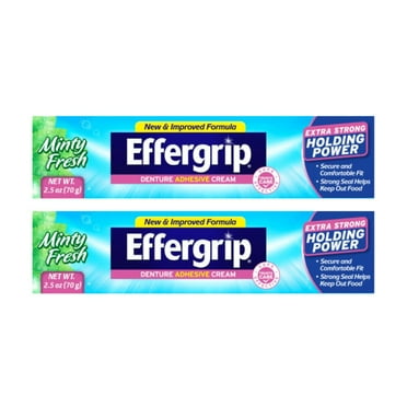 Effergrip Denture Adhesive Cream, KF05 Extra Strong Holding Power, 2.5 oz. (Pack of 2)