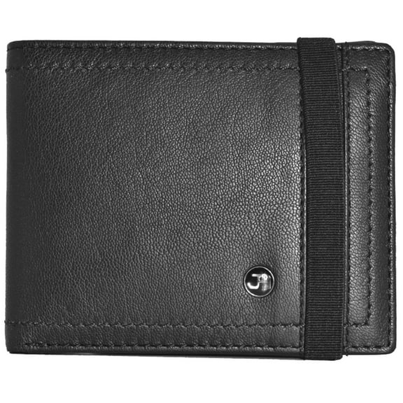 Jack Abrahams Mens Genuine Goat Nappa Leather Bi-Fold Stylish RFID Wallet (Black)