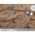 thumbnail image 3 of Soimoi Brown Rayon Fabric Flower & Butterfly Printed Fabric 1 Yard 42 Inch Wide, 3 of 5