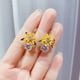 thumbnail image 5 of Sunflower Earrings | Yellow Flower Ear Clips | Zircon Piercing Cuffs | Nickel-Free Sensitive Ears | Romantic Jewelry | 1 Pair | Statement Design | Gift for Her, 5 of 9