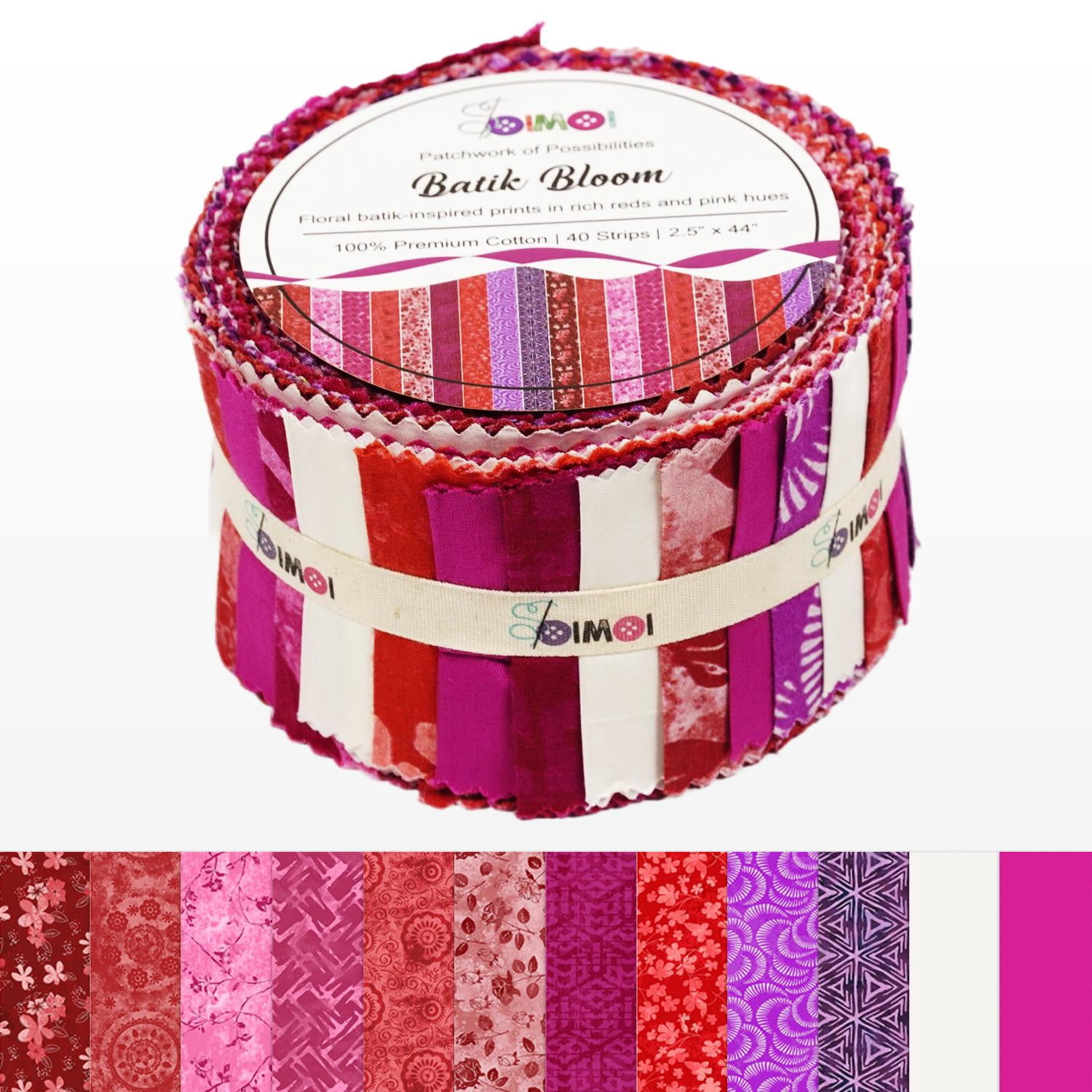 Soimoi Jelly Roll 40 Strip Assorted Bundle, Fabric Strips for Quilting, Crafting, and Sewing, 100% Cotton Fabric Jelly Roll Bundle For Scrapbooking, Precut Quilt Project, DIY Crafts- Batik Bloom
