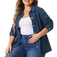 thumbnail image 2 of DARING DIVA Women's Plus Size Classic Button Down Denim Jackets 1X Black Blue, 2 of 6