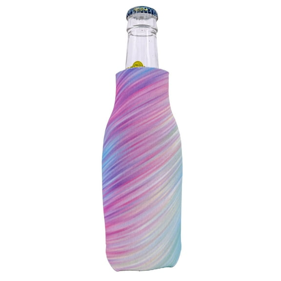 Gradient Stripes Pastel Zipper Beer Bottle Coolie