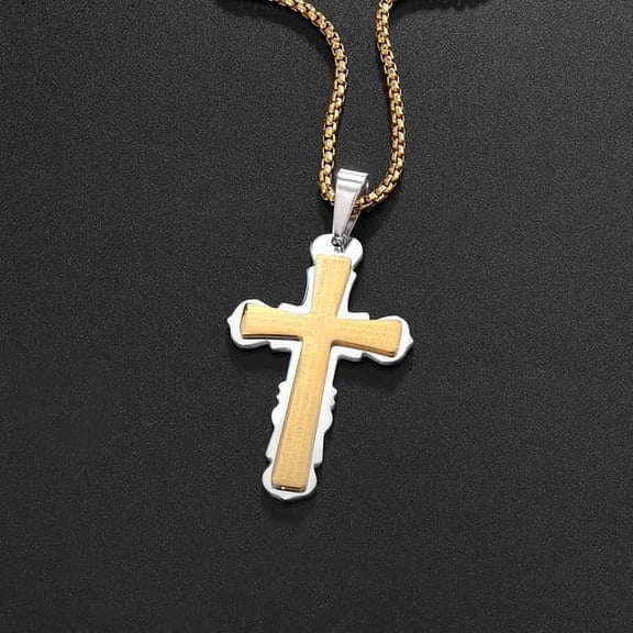 Classic Vintage Cross Bible 14K Yellow Gold Pendant Necklace for Men Women Fashion High Sense Banquet Street Amulet Jewelry Gift